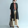 Autumn Arts Style Women Stand Collar Loose Casual Long Shirt Double Pocket Cotton Linen Vintage Blouses Big Size Blusas M491 210512