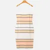 Kvinnor Sommar Spaghetti Strap Sexig Stripe Bodycon Dress Vestidos Ärmlös Ladies Knee Längd Klänning Stretch Basic Dress 210514