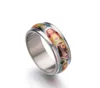 8mm wide Stainless steel oil painting ring Men and women present Jesus rings mix size 7-11