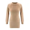 Women's Casual Pure Color Slim Waist Long-sleeved High-necked Sweater Dress With Foundation Dresses Winter Long-sleeve 2021