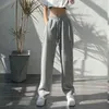 Houzhou Женские спортивные брюки корейские моды негабаритные серые бегагинг спортивные штаны мешковатые высокие талии пробежки белые брюки женские 21115