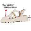 Meotina Echtes Leder Sandalen Gladiator Schuhe Frauen Flache Plattform Sandalen Schnalle Damen Schuhe Sommer Silber 43 210520