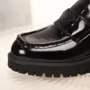 Stylishbox- 2022010401Y 40 블랙 에나멜 가죽 로퍼 플랫폼 신발 정품 가죽 송아지 가죽은 캐주얼 작업 학교가 있어야 함