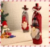 Julvinflaska täcker väska semester Santa Claus champagne flaskor täcker röda glada bordsdekorationer för home6859330