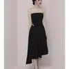 Sommar mode designer Runway Dress Women's Sexy Spaghetti Strap Backless Asymmetry Party Vestidos 210520