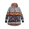 Women's Jackets Flower Print Coat Top Casual Zipper Hooded Long Sleeve Warm Winter Jacket