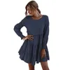 Solid Color Long Sleeve Folds Ruffle Patchwork Simplicity O Neck Dress Women Casual Loose Boho Beach Streetwear Party Dresses 210608