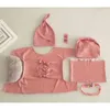 Klv 1set Bébé Soft Wrap Top Noeud Chapeau Bandeau Oreiller Nouveau-Né Photo Props Infant Shooting Outfits Costume Set pour Garçons Filles Cadeau G1023