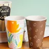 Mugs 500ml Eco-Friendly Bamboo Fibre Coffee Mug Cup With Lid Portable Outdoor Travel Drinking Reusable Tea Water Juice