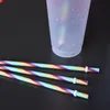 24oz / 16oz Hoge kwaliteit Mokken Confetti Cup met Rainbow Straw Dot Color Changing Cups PP Cold Water door zee CCA12128