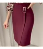 Fashion Spring Vintage Suit Women Bowknot chiffon Printed Lantern Shirt Top+High Waist Bodycon Split Skirt Suit Two Piece Set 210514