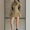 WOMENGAGA Camouflage High Waist Lapel Tooling Pocket Long Sleeve Shirt Dres Long-sleeved Autumn Dresses CMMN 210603