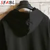 Sfabl Moda Mens Hip Hop Hoodie Sweetshirt Big Bolso Hoodie Streetwear Masculino Casual Preto Branco Hooded Pullover Homens 210818