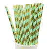 Bionedbrytbara Stripes Paper Straws Rosa Blå Gula Stripes Dricker Straws Bröllop Födelsedagsfest Dekoration Baby Shower Kids