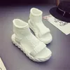 Sandálias de plataforma 2021 Sapatos de lã de tricô Hollow For Women Med Helft BJ1305