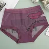 Calcinha feminina SpCity Sexy Malha Transparente Underwear Mulheres Cintura Alta Cintura De Algodão Cotton Hollow Out Letra Letra Letra Letra Seamless Briefs