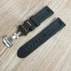 Bekijkbanden Kwaliteit vanille 24 mm 26 mm Zwart Soft Nature Rubber Watchband met vlinder gesp voor PAM PAM441 111 359 WACTH -band 4024769