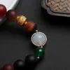 12mm Natural Ágata Beads Fios Pulseira Vintage Gold Gemstone Gemstone Nepal Braceletes Homens Mulheres China Lucky Jewelry Atacado