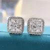 Stud Gica 925 Srebrne 7 7 mm różowe żółte kolczyki z wysokim węglowym diamentem dla kobiet Bringling Wedding Fine Jewelry Gift222s