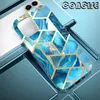 Build in PET Screen Protector Shockproof Cases For Iphone 13 Pro Max 12 11 8 7 SE2 360 Full Geometric Flower Marble Chromed Stock Hybrid Layer IMD TPU Bumper Phone Covers