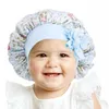 Koronki dla dzieci Elastyczne Kwiatowe Nightcap Cute Baby Bow-Knot Satin Drukowane Okrągłe Czapka Dzieciak Piękno Hair Care Hat Sleep Bonnet