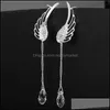 Urok Kolczyki Biżuteria 2021 Sier Plated Angel Wing Stylist Crystal Drop Dangle Ear Stud Dla Kobiet Długi Mankiet Kolczyk Czechy Biżuteria Dostarczane