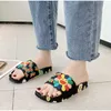 Women Slippers Flower Print Slides Shoes Summer Sandals Female PU Cute Girls Comfort Casual Flats Candy Color Ladies 210928 GAI GAI GAI