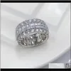 Ringar Victoria Luxury Jewelry 925 Sterling Sier Princess Cut White Topaz Cz Diamond Gemstones Eternity Women Wedding Engag1842391