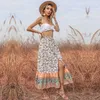 SURMIITRO été mode longue Boho jupe femmes noix de cajou imprimé fleuri en mousseline de soie taille haute Maxi a-ligne jupe fendue femme 210712