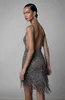 Berta 2021 Sexiga cocktailklänningar Tassel Short Spaghetti V Neck Backless Pärlade promklänningar Illusion Luxury Formell aftonklänning 2198