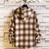 Marca casual com xadrez com capuz Men 'camisas de lã de mangas compridas Primavera camisa de outono de primavera Oversize M-6XL 210626