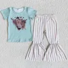 Nuovo arrivo neonate vestiti per bambini set bambini interi abbigliamento fattoria mucca stampa ragazze boutique campana fondo abiti primavera Summ8015604