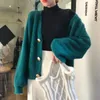 Имитация норковой куртки ленивый элегантный фонарь рукавелоуз свитер женщины зима V-образным вырезом трикотажные джемпер кардиганские свитеры 11635 210415