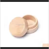 Lådor förpackning Display Drop Delivery 2021 Beech Wood Small Round Storage Retro Vintage Ring Box For Wedding Natural Wood Jewelry Case 13