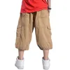 プラスサイズの夏のカジュアルショートパンツの男性の綿の貨物の大きなポケットの緩い打撃ヒップホップバミューダミリタリー男性服210629