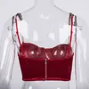 Crop Top Mulheres Sexy Bustier Top Blackless Chain Strap Acolchoado Cropped Catin Catin Preto Colheita Tops Roupas 210426