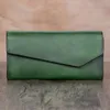 Wallets Vintage Style Genuine Vegetable Tanned Leather Long Women's Card Wallet Female Large Clutch Phone Purse Lady Coin Pocket