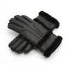 Five Fingers Gloves Sheepskin Winter For Women Men Real Cashmere Fur Warm Ladies Full Finger Genuine Leather Mitten