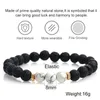 Strands Natural Volcanic Stone Beaded Bracelets & Bangles Elastic Rope Energy Pendant Jewelry Gift With Card for Women Men