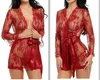 Sexy Set BHs Sets Damen Dessous Durchsichtige Mesh Nachtwäsche Spitze Transparent Frühling und Sommer Frauen Robe Bademäntel