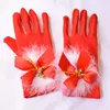 Luvas de cinco dedos Luvas vermelhas de arco de arco estriado de seda conduzindo luvas de penas de penas fofas de Natal com produtos quentes de inverno