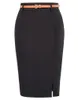 スカート女性の弾性固体色のフロントスプリットバックジッパーヒップラップペンシルスカート