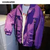 Men Streetwear Mulit-Pockets Ribbons Jacket Windbreaker Harajuku Black Purple Hip Hop Jackets Hipster Cargo Outwear Coats 211126