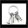 Keychains mode aessories drop levering 2021 roestvrij staal vaders dag sleutelhanger creatieve hamer schroevendraaier sleutel gereedschap sleutelhangersleutel cy c