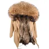 Натуральная меховая подкладка Parka Part Real Fur Paird Зимняя куртка Женщины Натуральный Енот Меховой Воротник Теплые Толстые Parkas 211222