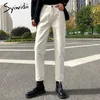Syiwidii Jeans de cintura elástica para mujeres High Wais Denim Harem Pantalones Casual Mujer Mamá Moda coreana Negro Beige Azul 211129