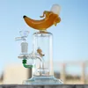 Narghilè spessi da 7,8 pollici Bong in vetro giallo blu verde unici Bong a forma di banana Olio Dab Rigs Soffione doccia Percolatore Tubi dell'acqua Giunto femmina da 14 mm con ciotola