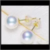 Stud Earrings Jewelry Drop Delivery 2021 10-11Mm South Sea Perfect White Pearl Earring 14K Gold Accessories Xtefl
