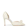 Kvinnor Bröllopsklänning brudskor White Satin Platform Sandaler med All-Over Pearl Utsmyckning sandal högklackat plattformar chunky klackar 35-42