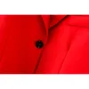Blazer rossi con maniche a sbuffo da donna eleganti Giacche tascabili da donna alla moda Streetwear Cappotti con colletto dentellato chic femminile 210430